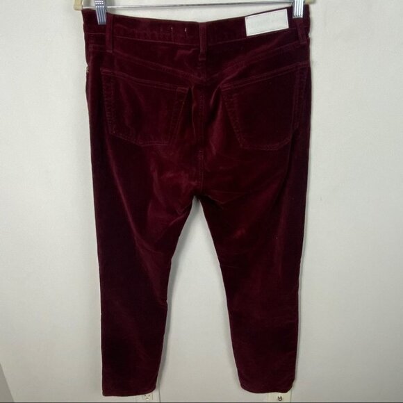 RE/DONE Burgundy Velvet Skinny Pants Button Fly Pants Size 29‎ Slim Velour Slim - Picture 5 of 12